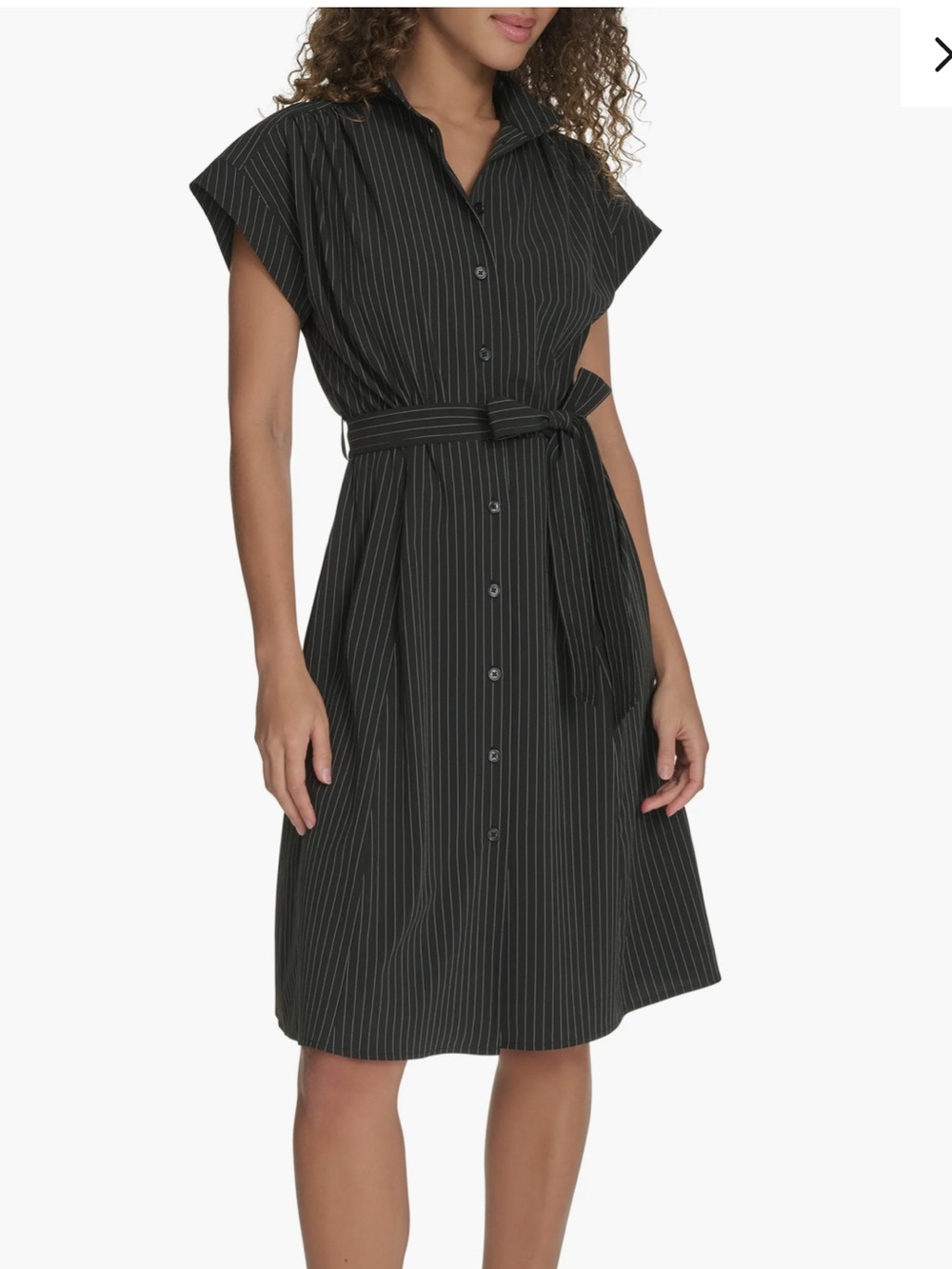 BNWOT Calvin Klein olive green Pinstripe Short Sleeve Shirtdress